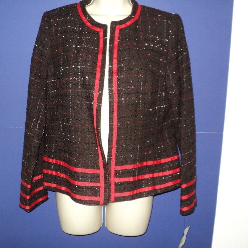 NEW Tara Ryan Jacket Sz 8 Brown & Metallic Accents